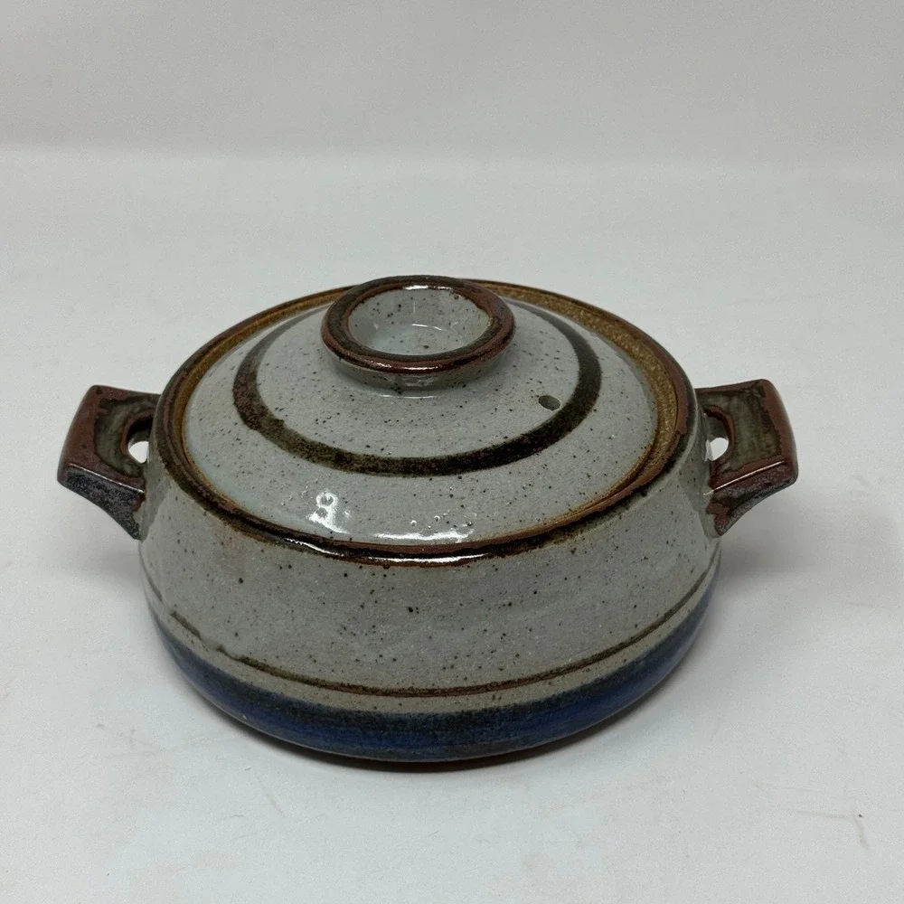 Handmade Ceramic Casserole Pot with Lid Rustic Stoneware Kitchenware‎ Farmhouse